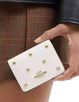 Coach Mini Wallet On A Chain With Heart Rivets