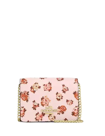 Coach Mini Wallet On A Chain With Rosette Print