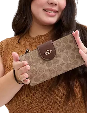 Coach Phone Wallet In Signature Canvas