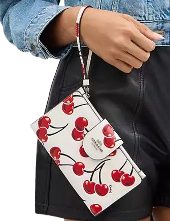 Coach Phone Wallet With Cherry Print