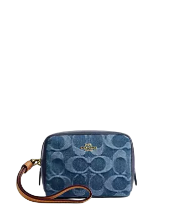 Coach Pouch Wristlet In Signature Denim