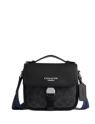 Coach Racer Crossbody Bag In Signature Canvas With Varsity Stripe Webbing