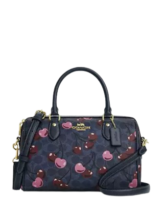 Coach Rowan Satchel Bag In Signature Canvas With Cherry Print
