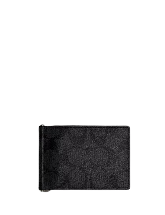 Coach Slim Money Clip Billfold Wallet In Signature Canvas