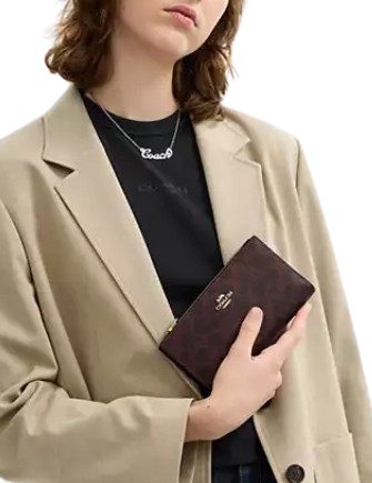 Coach Slim Zip Wallet In Signature Canvas