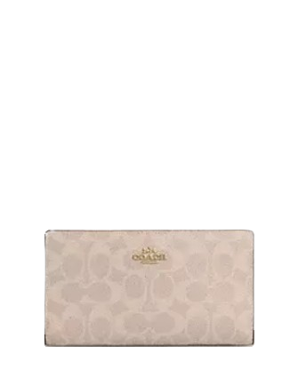 Coach Slim Zip Wallet In Signature Canvas