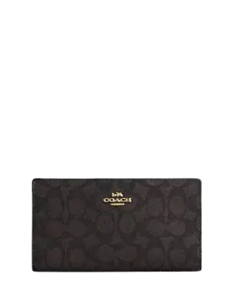 Coach Slim Zip Wallet In Signature Canvas