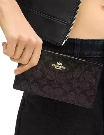 Coach Slim Zip Wallet In Signature Canvas