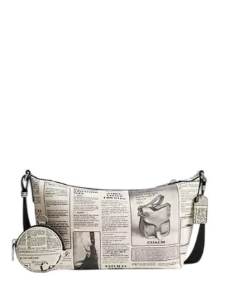 Coach Small Finn Crossbody Bag With Pouch And Newspaper Print