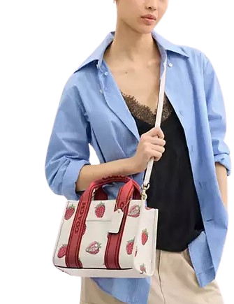 Coach Smith Tote Bag 24 With Strawberry Print