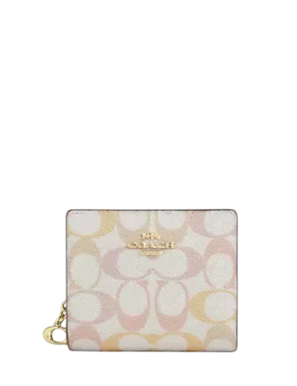 Coach Snap Wallet In Pretty Signature Canvas