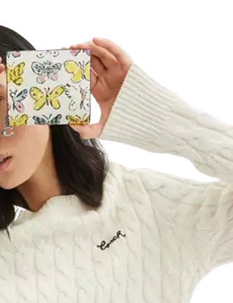 Coach Snap Wallet With Butterfly Print