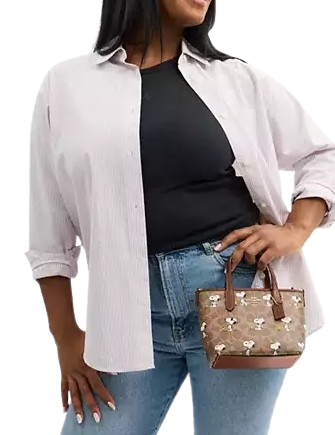 Coach X Peanuts City Mini Tote Bag In Signature Canvas With Snoopy Print