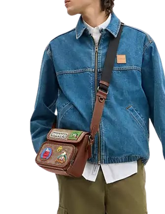 Coach X Peanuts Sullivan Flap Crossbody Bag In Signature Canvas With Patches