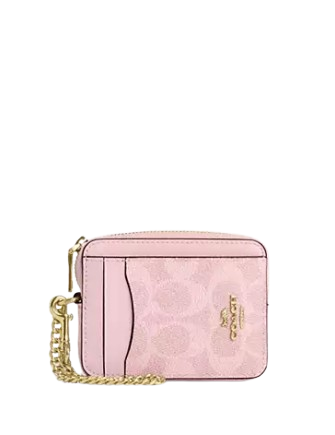 Coach Zip Card Case In Signature Canvas