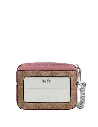 Coach Zip Card Case In Signature Canvas
