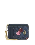 Coach Zip Card Case In Signature Canvas With Cherry Print