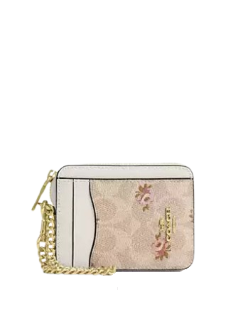 Coach Zip Card Case In Signature Canvas With Floral Print