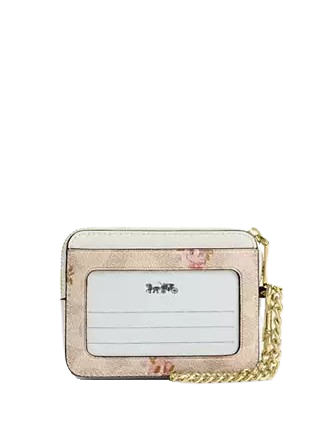 Coach Zip Card Case In Signature Canvas With Floral Print
