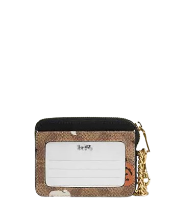 Coach Zip Card Case In Signature Canvas With Halloween Print