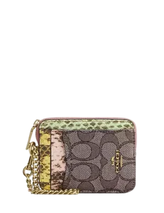 Coach Zip Card Case In Signature Jacquard