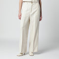 P.A.R.O.S.H. Sand-Colored Linen-Blend Trousers Women