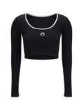 Marine Serre Women Moon Logo Bicolor Jersey Roundneck T-Shirt