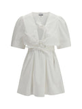 Ganni Women Mini Dress With A Deep V-Neckline And Front Tie Bands