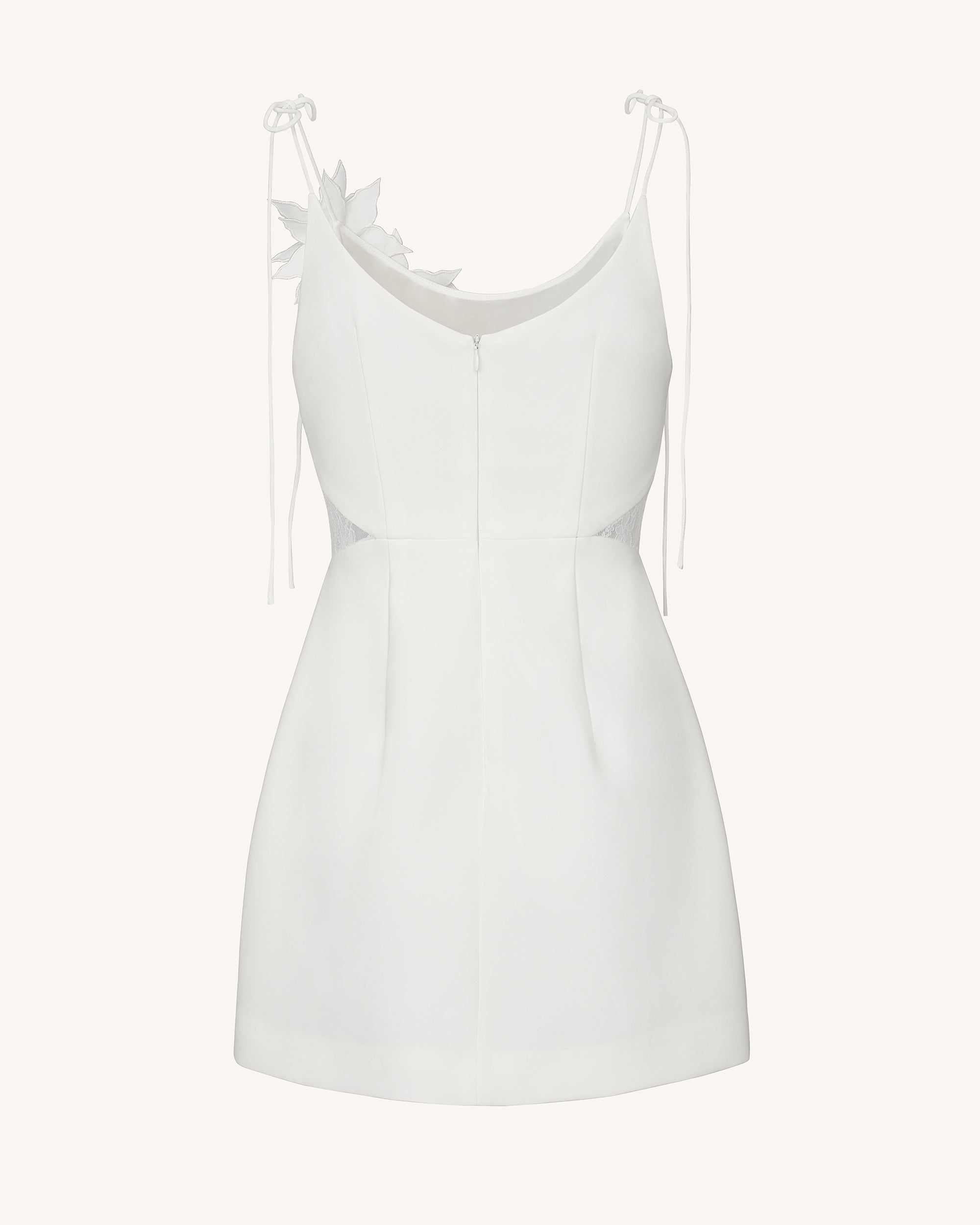 Floral Vine Tie Dress - White