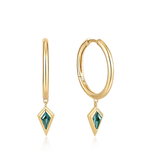 Ania Haie Dance 'Til Dawn - Teal Sparkle Drop Pendant Hoop Earrings