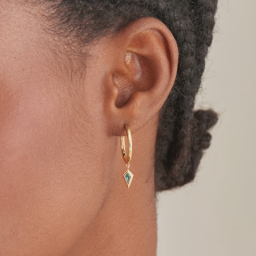 Ania Haie Dance 'Til Dawn - Teal Sparkle Drop Pendant Hoop Earrings