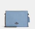 NWT Coach Croc-Embossed Leather Slim Crossbody In Light Blue
