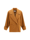 Chloé Women Double-Breasted Herringbone Wool Short Coat