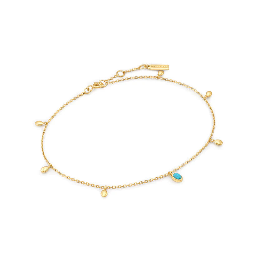 Ania Haie Making Waves - Turquoise Drop Pendant Anklet