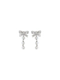 Self-Portrait Women Crystal Bow And Pearl Drop Earrings