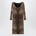 Dolce&Gabbana Leopard-Print Long-Sleeve Dress In Viscose Women