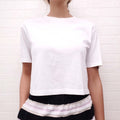FENDI WHITE CROPPED T-SHIRT WITH LOGO SLEEVES - SIZE XS