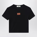 Fendi Black Cotton T-Shirt With Logo Patch Women