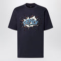 Fendi Dark Blue Cotton T-Shirt With Logo Men