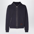 Fendi Navy Blue Cotton Zip-Up Hoodie Men