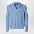 Fendi Light Blue Cotton Knit Jumper Men