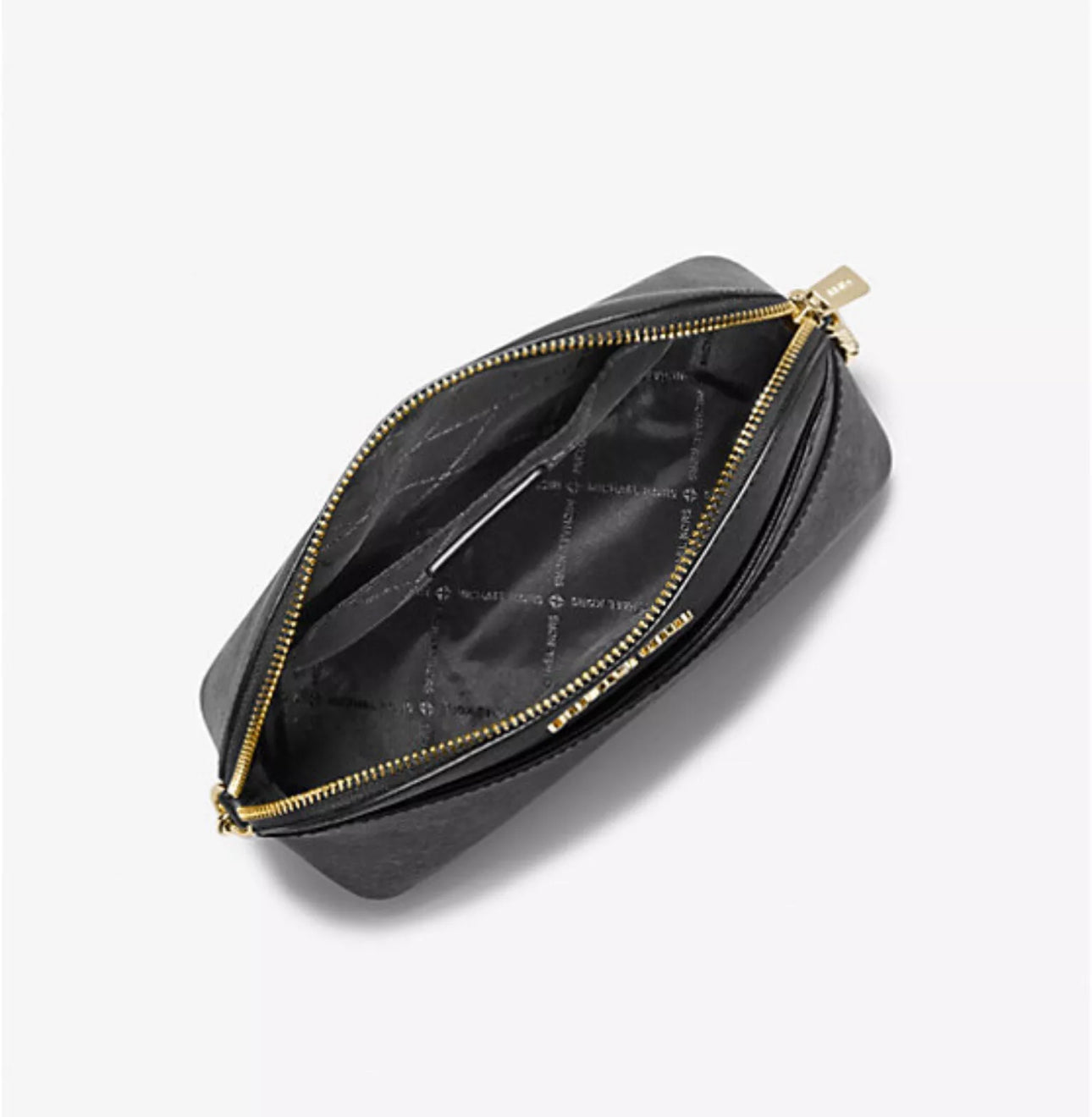 NWT Michael Kors Jet Set Travel Medium Dome Crossbody Bag- Gold/Black In Saffiano Leather