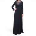 GUCCI BLACK LONG SLEEVE GOWN WITH CRYSTAL STAR EMBELLISHMENTS - SIZE S