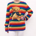 GUCCI RAINBOW STRIPED TEDDY BEAR CASHMERE SWEATER - SIZE L