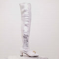 GUCCI WHITE BOOTS WITH SILVER STRIKE - SIZE 36