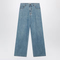Miu Miu High-Waisted Wide-Leg Chambray Pants In Light Blue Women