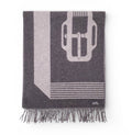 HERMÈS GREY DOUBLE SIDED BELT PRINT CASHMERE SCARF