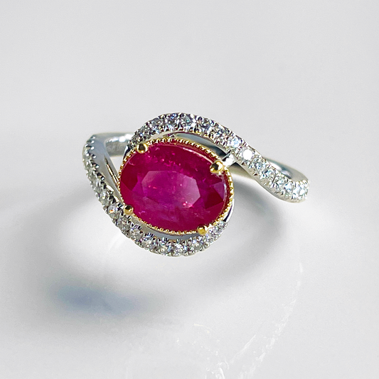2.01CT Ruby & Diamond Platinum Ring