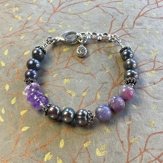 Tourmaline, Amethyst & Pearl Bracelet