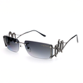 6848 C82 Gray Crystal Rectangular Sunglasses
